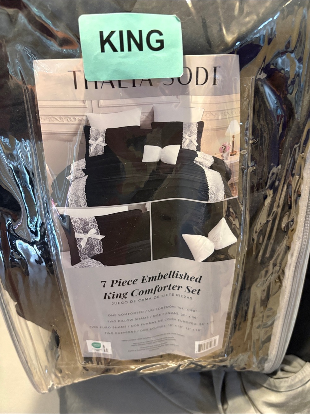 Thalia Sodi Black and White Embellished King Comforter Set